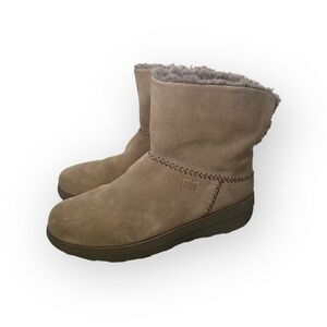FITFLOP Boots Women's 8.5 Mukluk Shorty III B07-821 Suede Ankle Desert Taupe